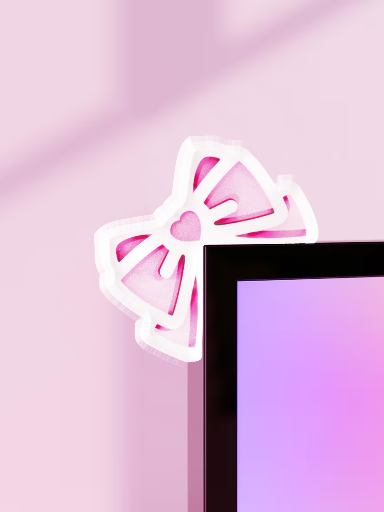 Kawaii Bow Monitor Decor Pink  - Pc Gaming Pink ulasan dan harga